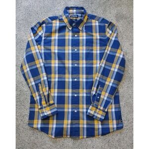 Chaps Mens Size Medium Casual Button Down Shirt Plaid Cotton Blend Multi-Color